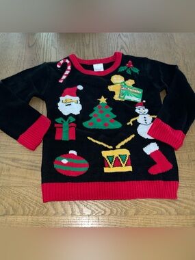 Forum Novelties Christmas Sweater Small S Festive Party Santa Black Red